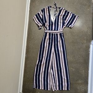 Striped Cropped Jumpsuit